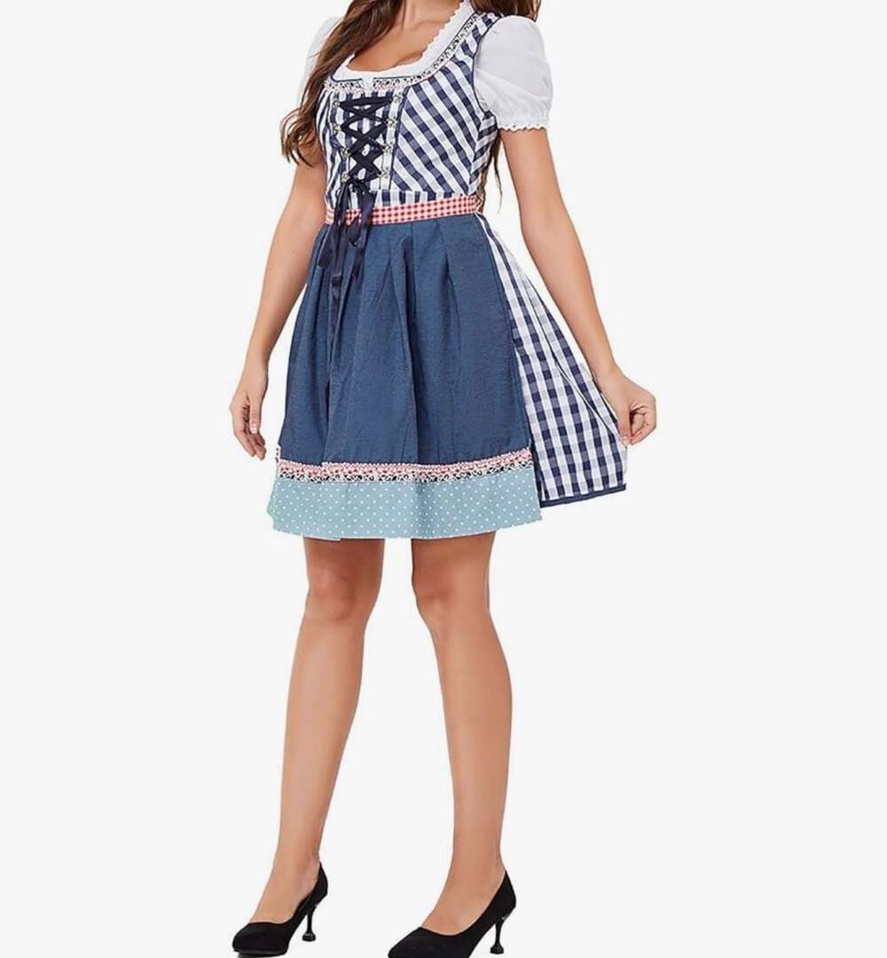 3 Piece Oktoberfest Plaid Costume with Dress, Crop Top Shirt & Apron Size XL NWT - Picture 3 of 14
